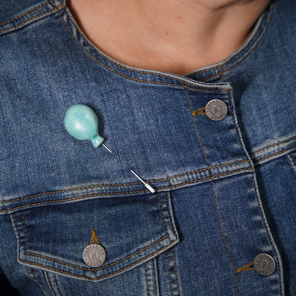 balon broş | antik turkuvaz