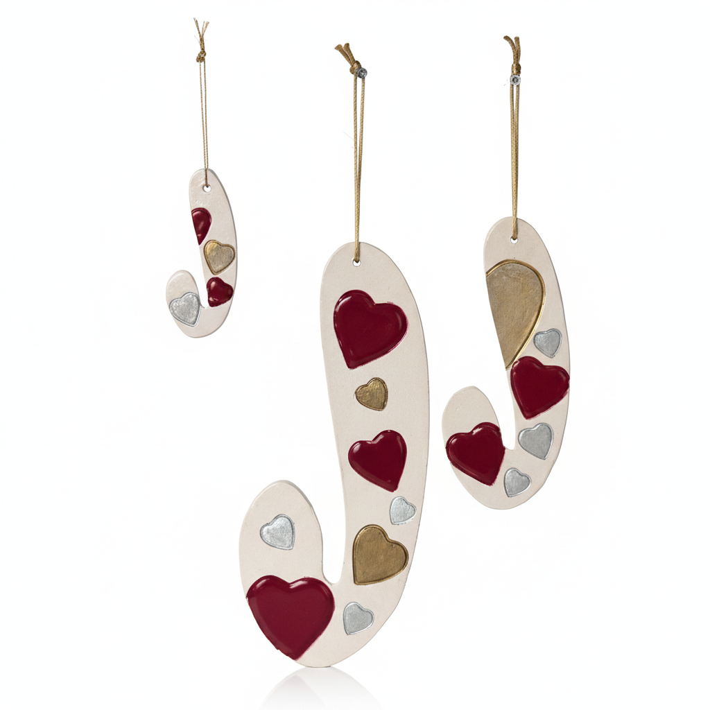 duvar süsü | baston şeker (beyaz, kalpli)