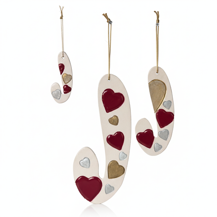 duvar süsü | baston şeker (beyaz, kalpli)