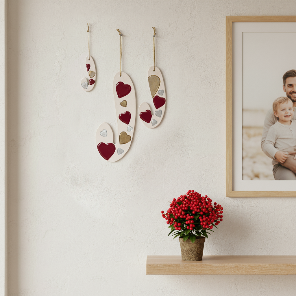 duvar süsü | baston şeker (beyaz, kalpli)