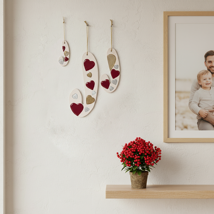 duvar süsü | baston şeker (beyaz, kalpli)