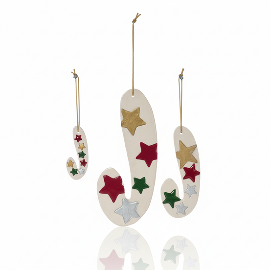 duvar süsü / baston şeker (beyaz, yıldız)