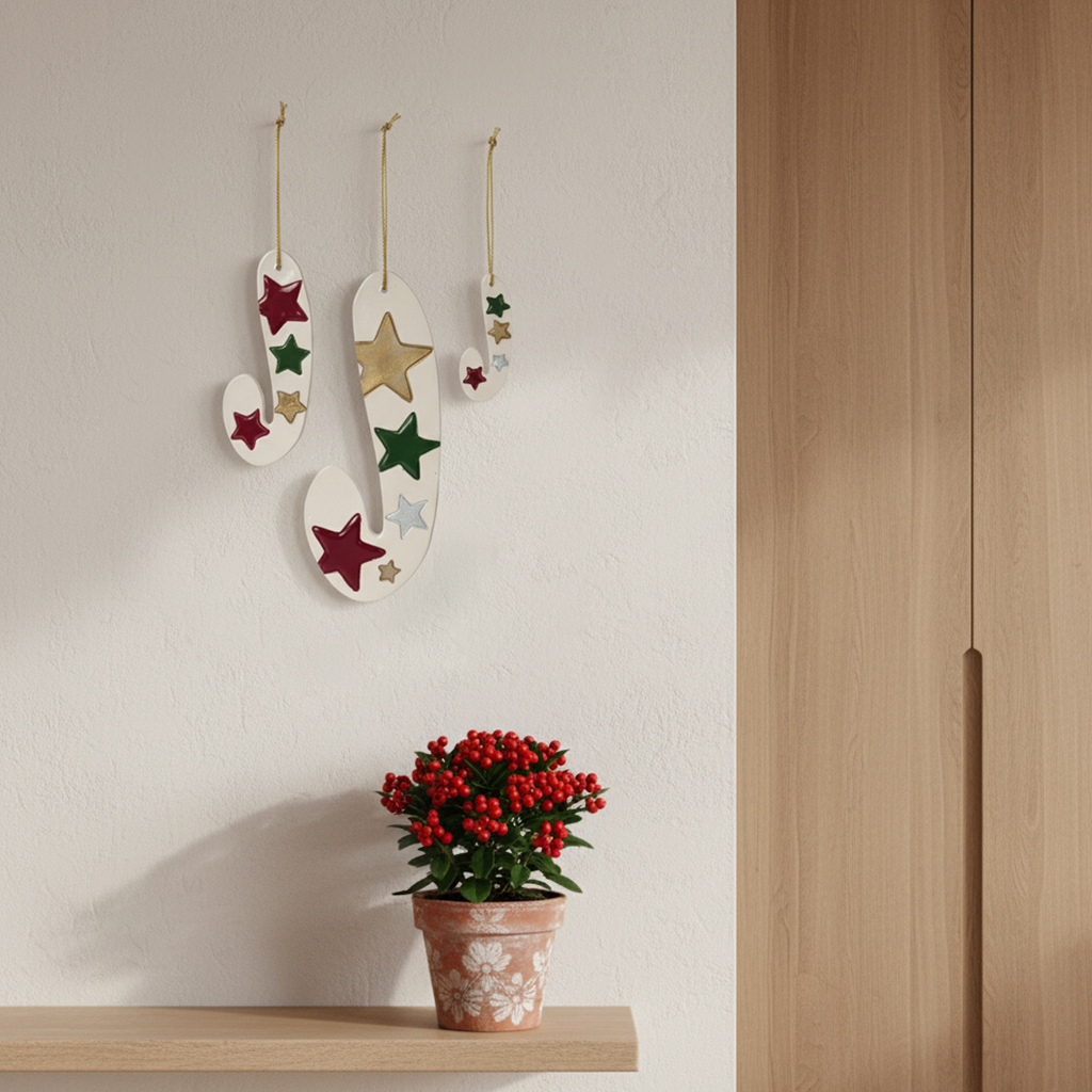 duvar süsü | baston şeker (beyaz, yıldız)