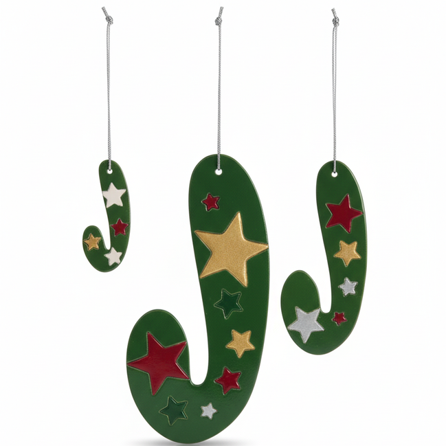 duvar süsü | baston şeker (yeşil, yıldız)