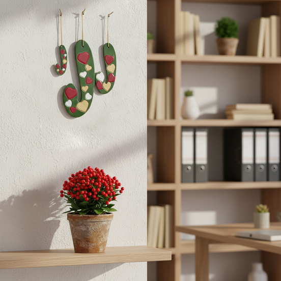 duvar süsü | baston şeker (yeşil, kalp)