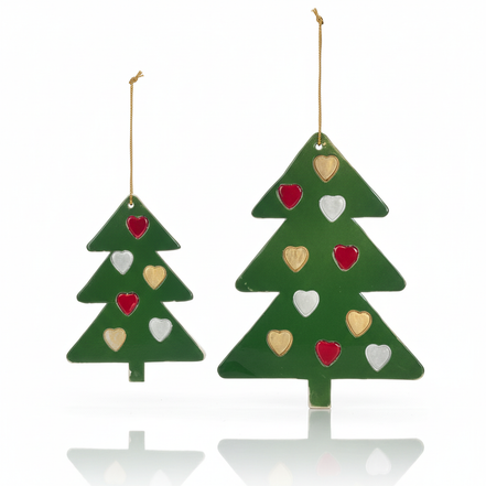 duvar süsü | çam ağacı (yeşil, kalp)