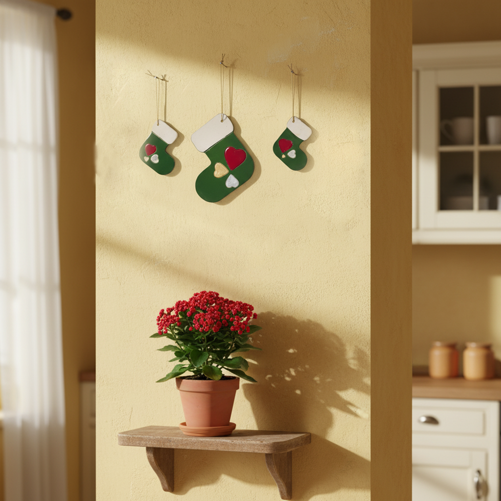 duvar süsü | çorap (yeşil, kalp)