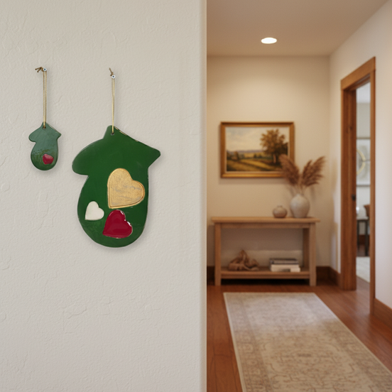 duvar süsü | eldiven (yeşil, kalp)