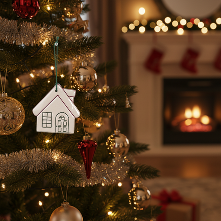 ağaç süsü | ev (beyaz)