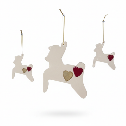 duvar süsü | geyik (beyaz, kalp)