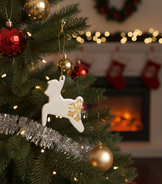 ağaç süsü | geyik (beyaz, kristal)