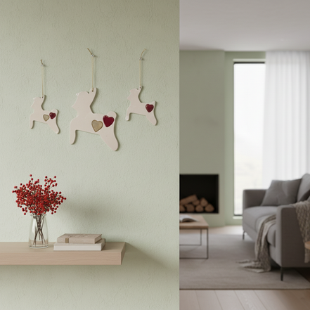 duvar süsü | geyik (beyaz, kalp)