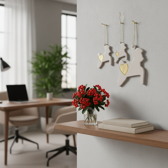 duvar süsü | geyik (beyaz, kalp)