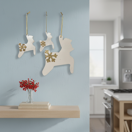 duvar süsü | geyik (beyaz, kristal)