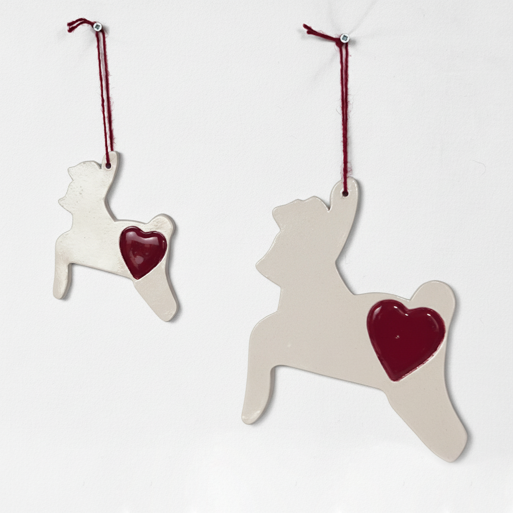 duvar süsü | geyik (beyaz, kalp)