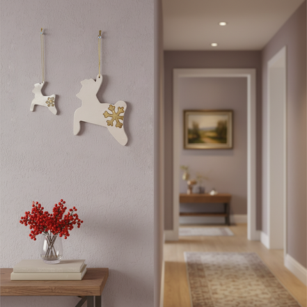 duvar süsü | geyik (beyaz, kristal)