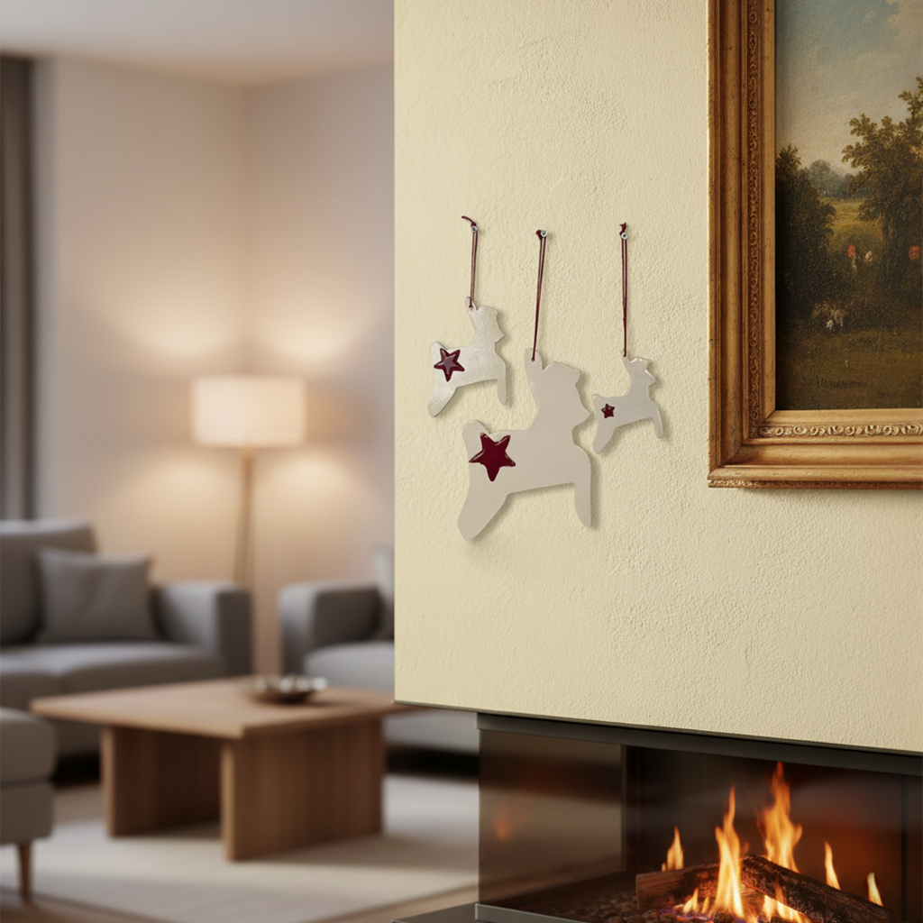 duvar süsü | geyik (beyaz, yıldız)