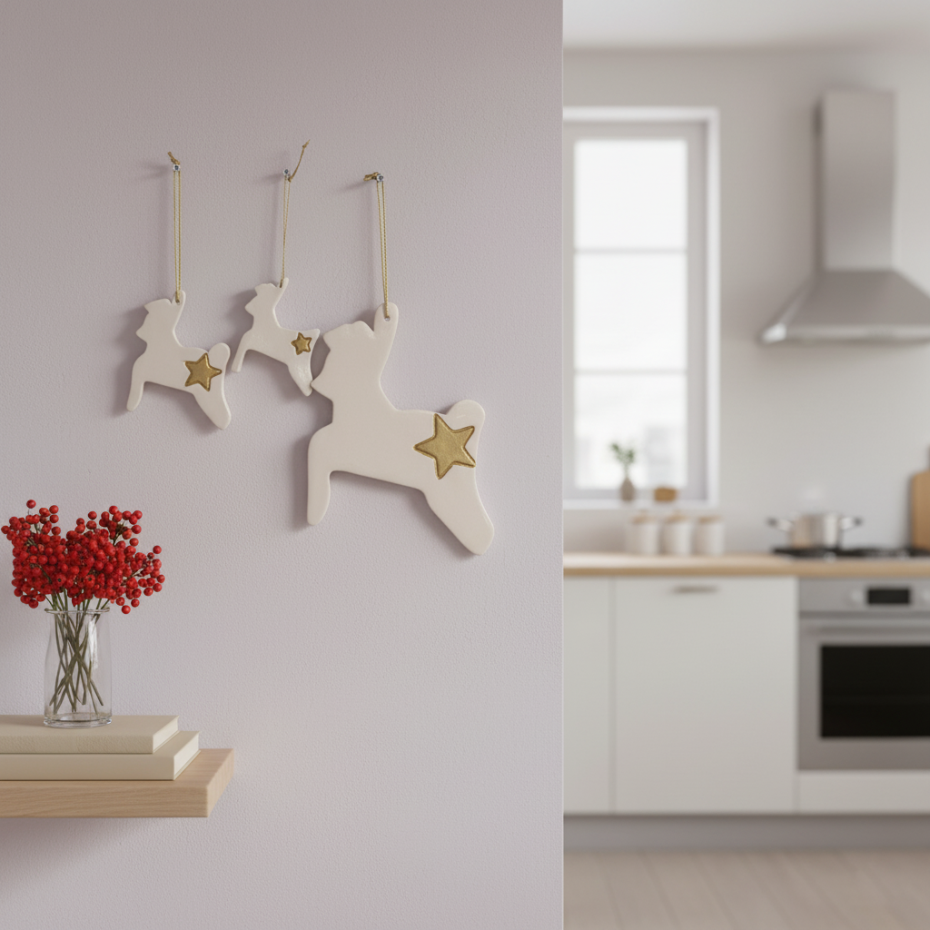duvar süsü | geyik (beyaz, yıldız)