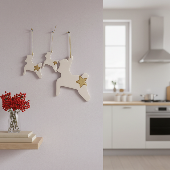 duvar süsü | geyik (beyaz, yıldız)