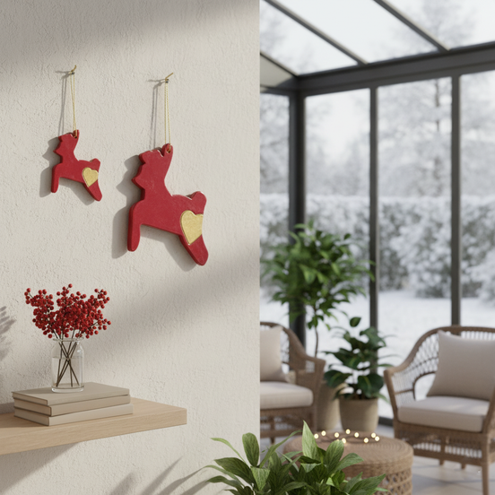 duvar süsü | geyik (kırmızı, kalp)