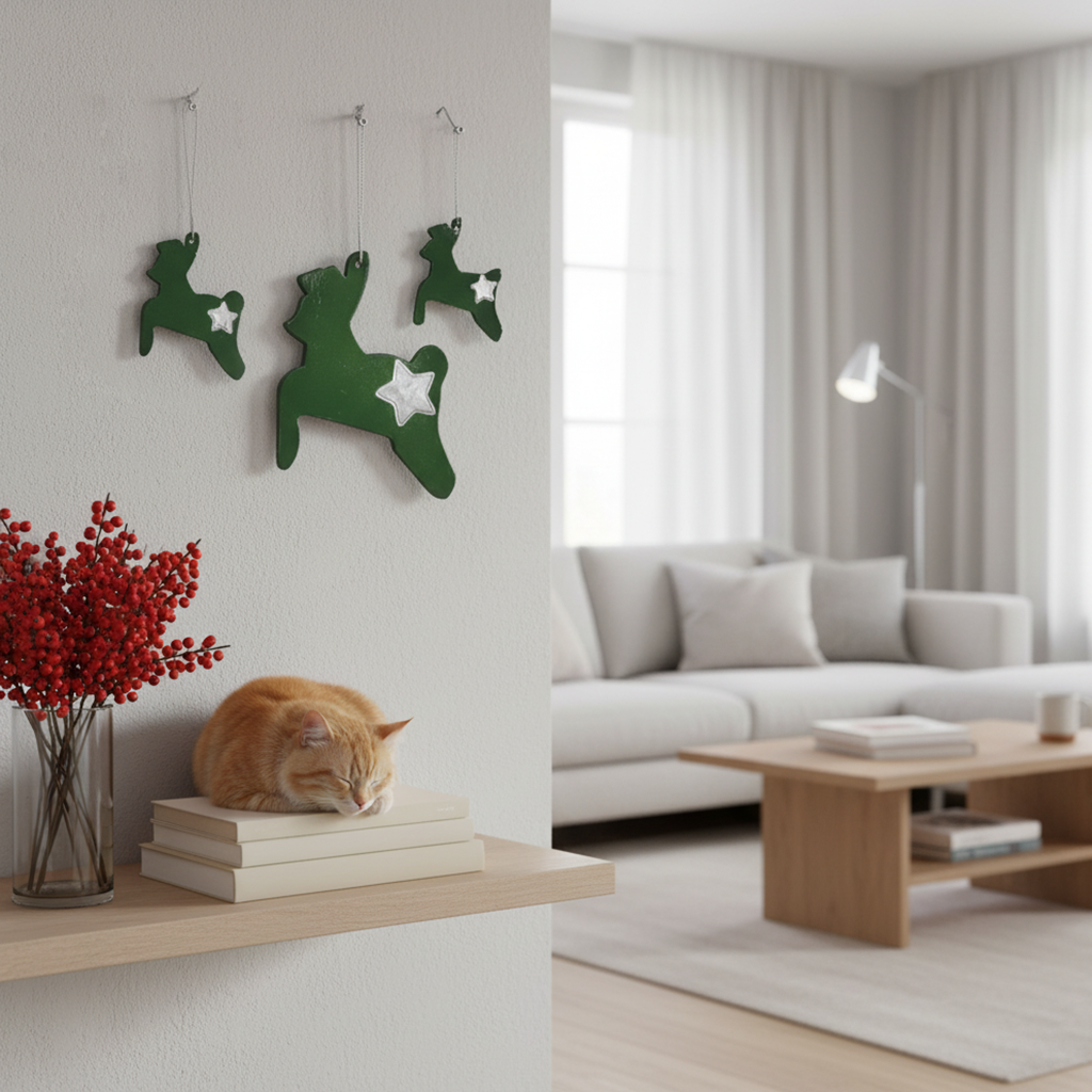 duvar süsü | geyik (yeşil, yıldız)