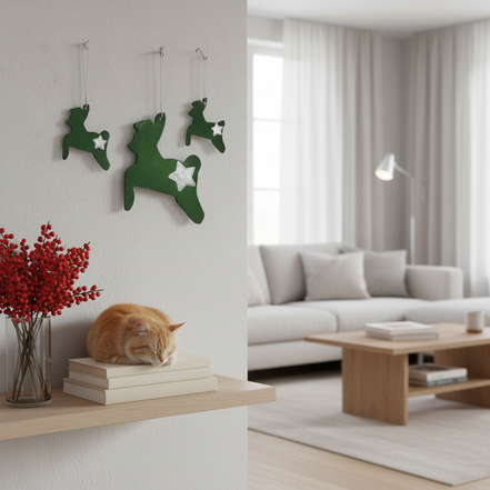 duvar süsü | geyik (yeşil, yıldız)