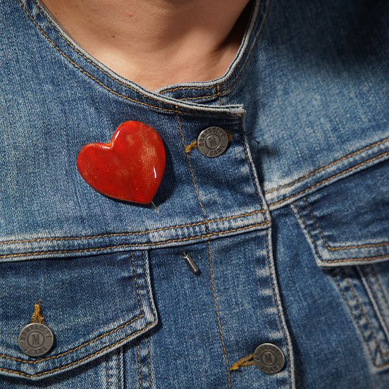 kalp broş | kıpkırmızı