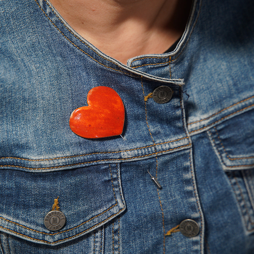 kalp broş | alev kırmızı