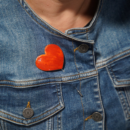 kalp broş | alev kırmızı