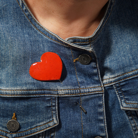 kalp broş | alev kırmızı