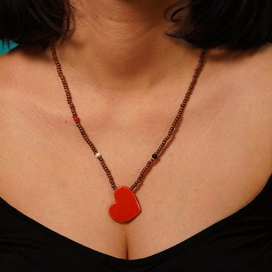 kolye | kalp (alev kırmızı)