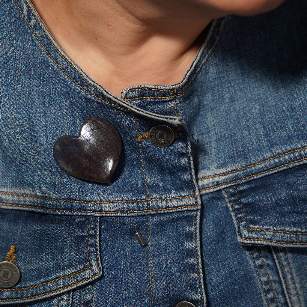 kalp broş | metalik