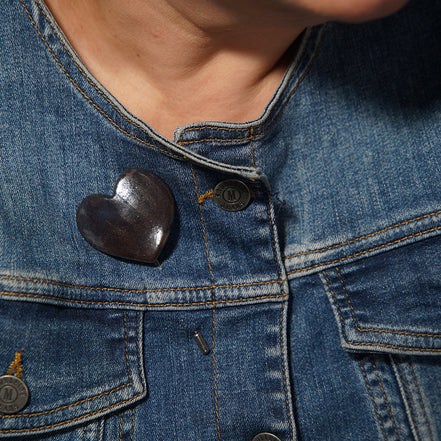 kalp broş | metalik