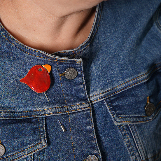 kuş broş | kıpkırmızı