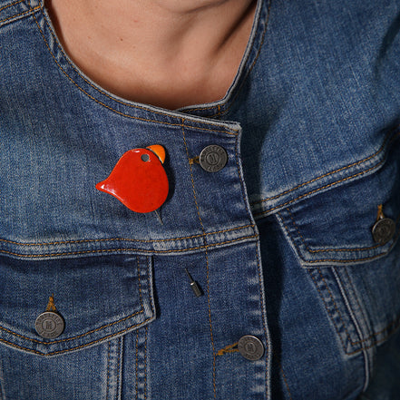 kuş broş | kırmızı