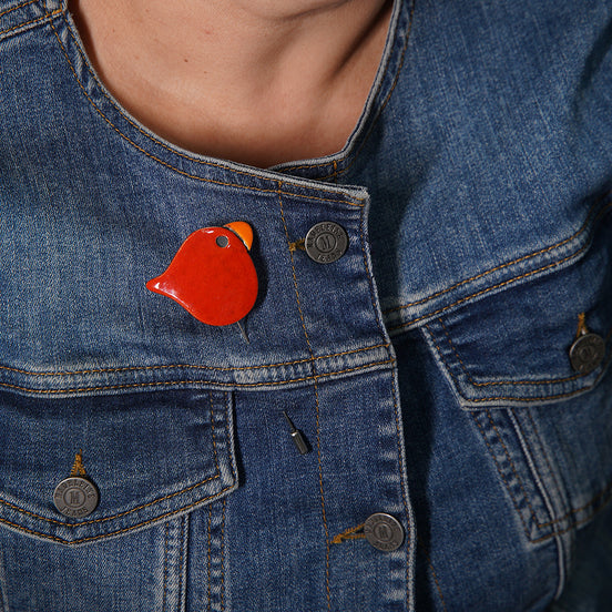 kuş broş | kırmızı