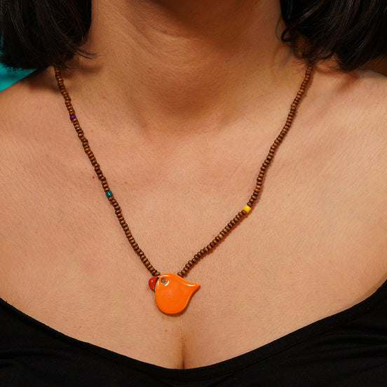 kolye | kuş (turuncu)