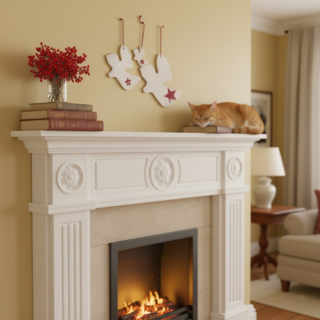 duvar süsü | melek (beyaz, yıldız)