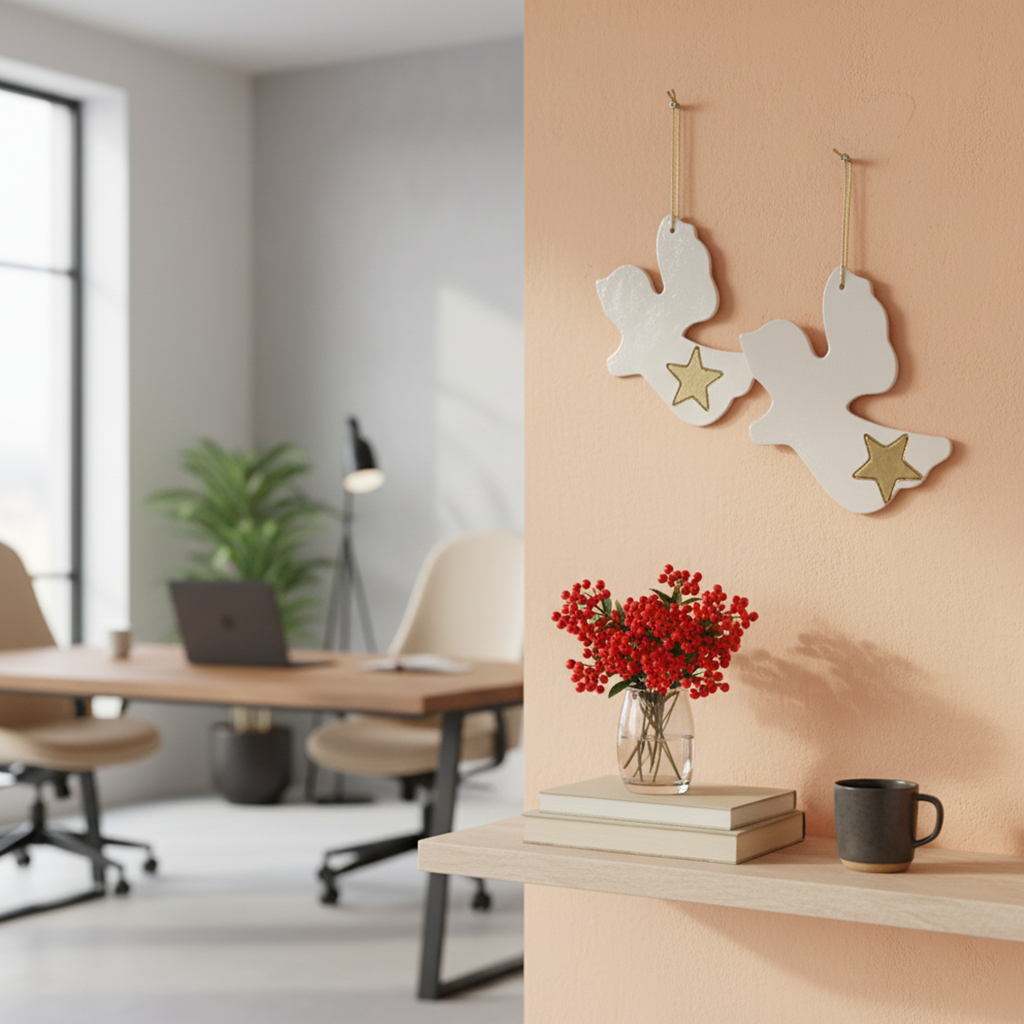 duvar süsü | melek (beyaz, yıldız)