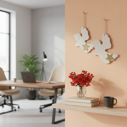 duvar süsü | melek (beyaz, yıldız)