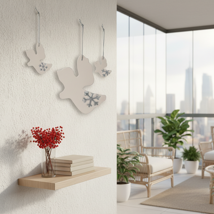 duvar süsü | melek (beyaz, kristal)