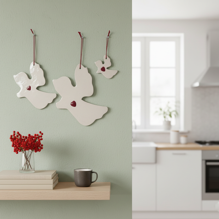 duvar süsü | melek (beyaz, kalp)