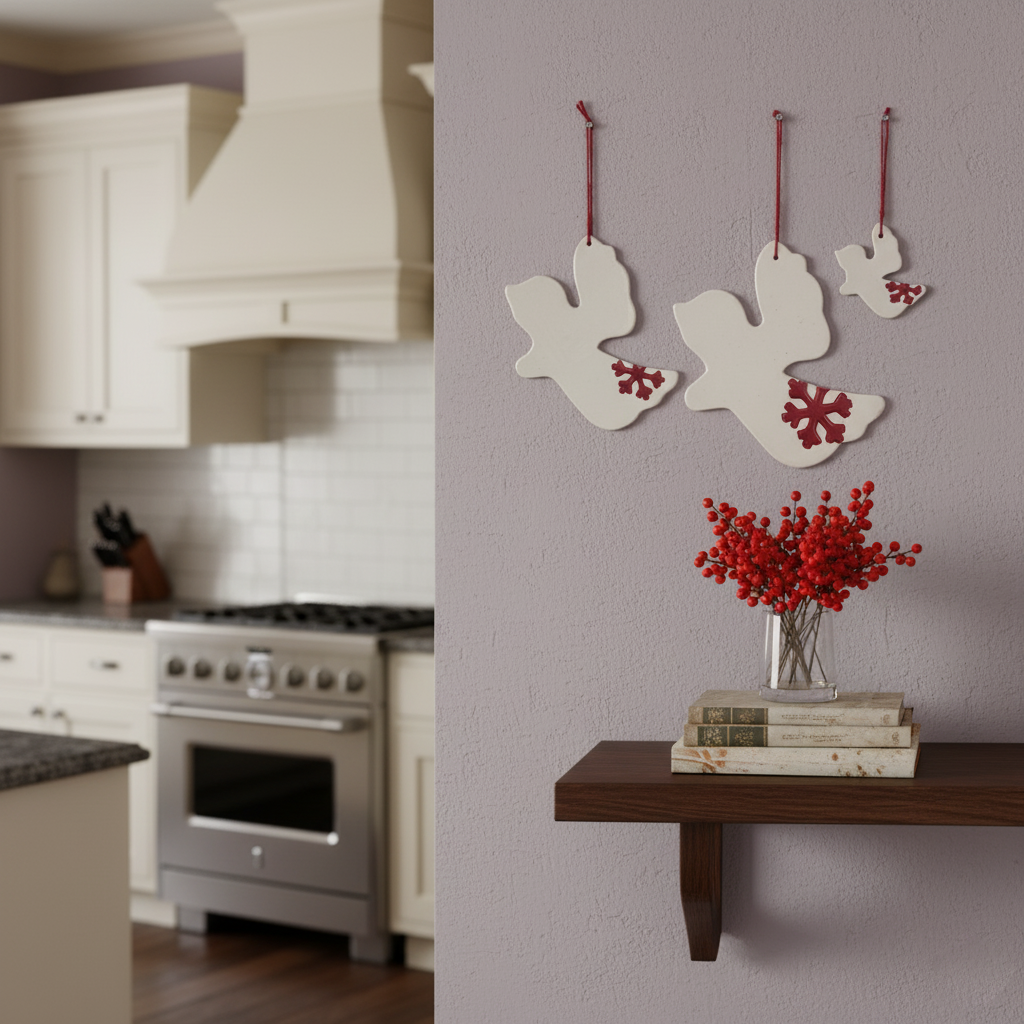 duvar süsü | melek (beyaz, kristal)