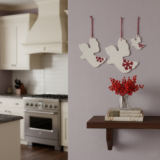 duvar süsü | melek (beyaz, kristal)