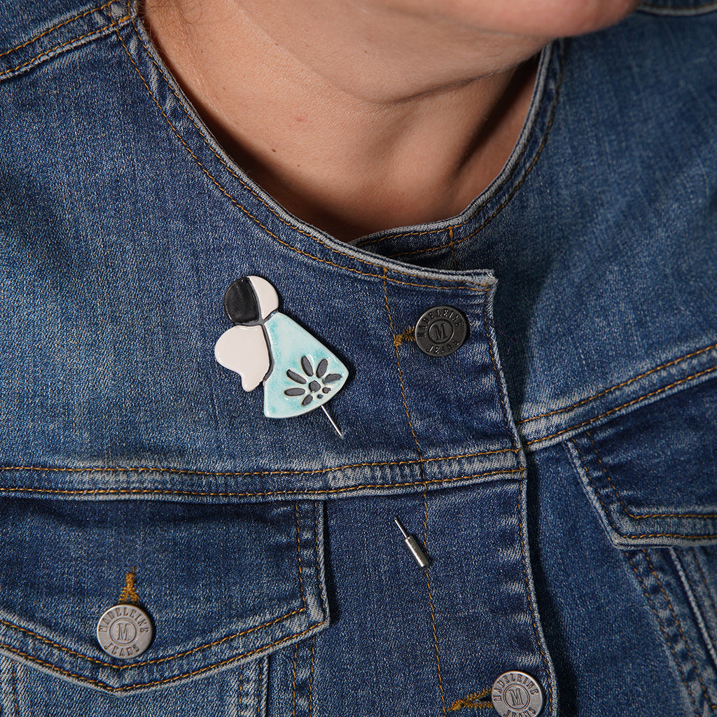 melek broş | antik mavi