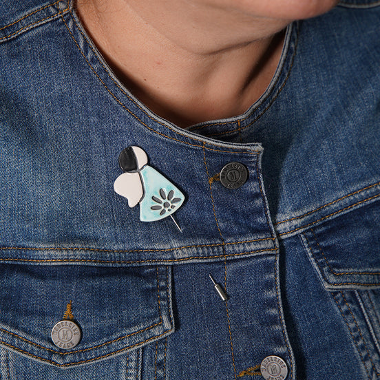 melek broş | antik mavi