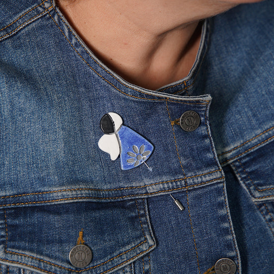 melek broş | efektli mavi