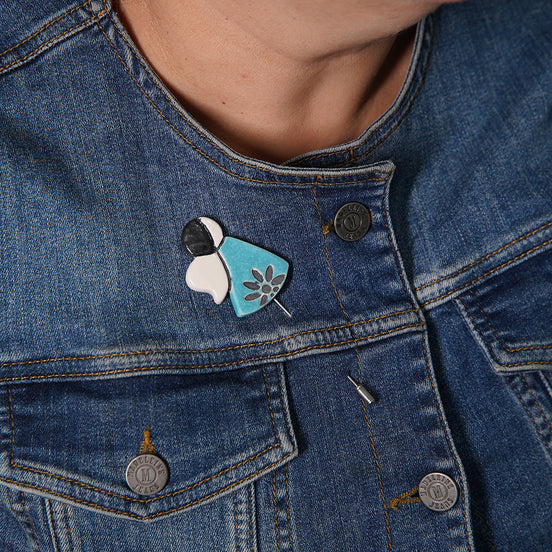 melek broş | mat turkuvaz