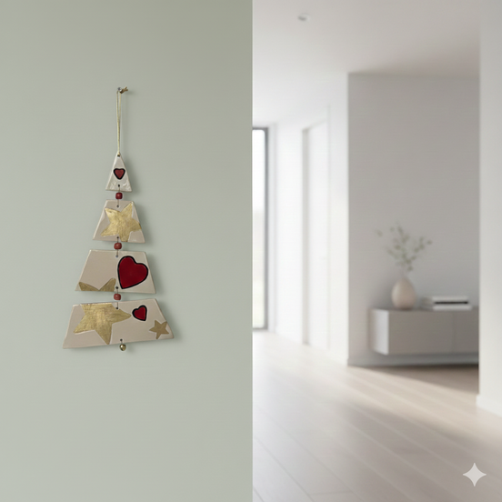 duvar süsü | parçalı ağaç (kalp-yıldız)