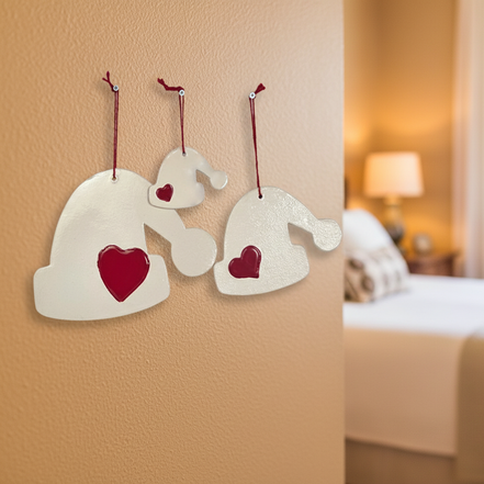 duvar süsü | şapka (beyaz, kalp)